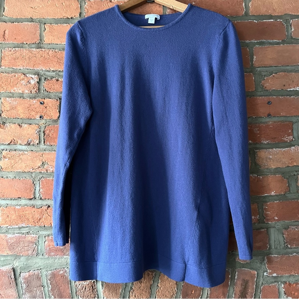 J. Jill Cotton Blend Blue Crew Neck Pullover Sweater, size S